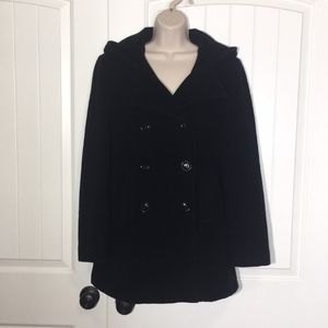 Pea coat with hood, size medium